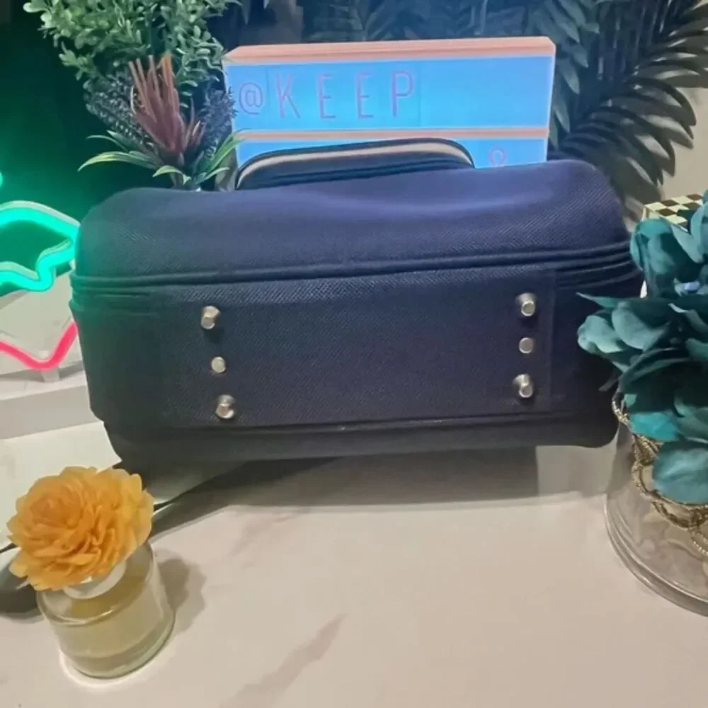 JIO Navy Blue Travel Bag Carry-On Toiletry Makeup Organizer Case vintage